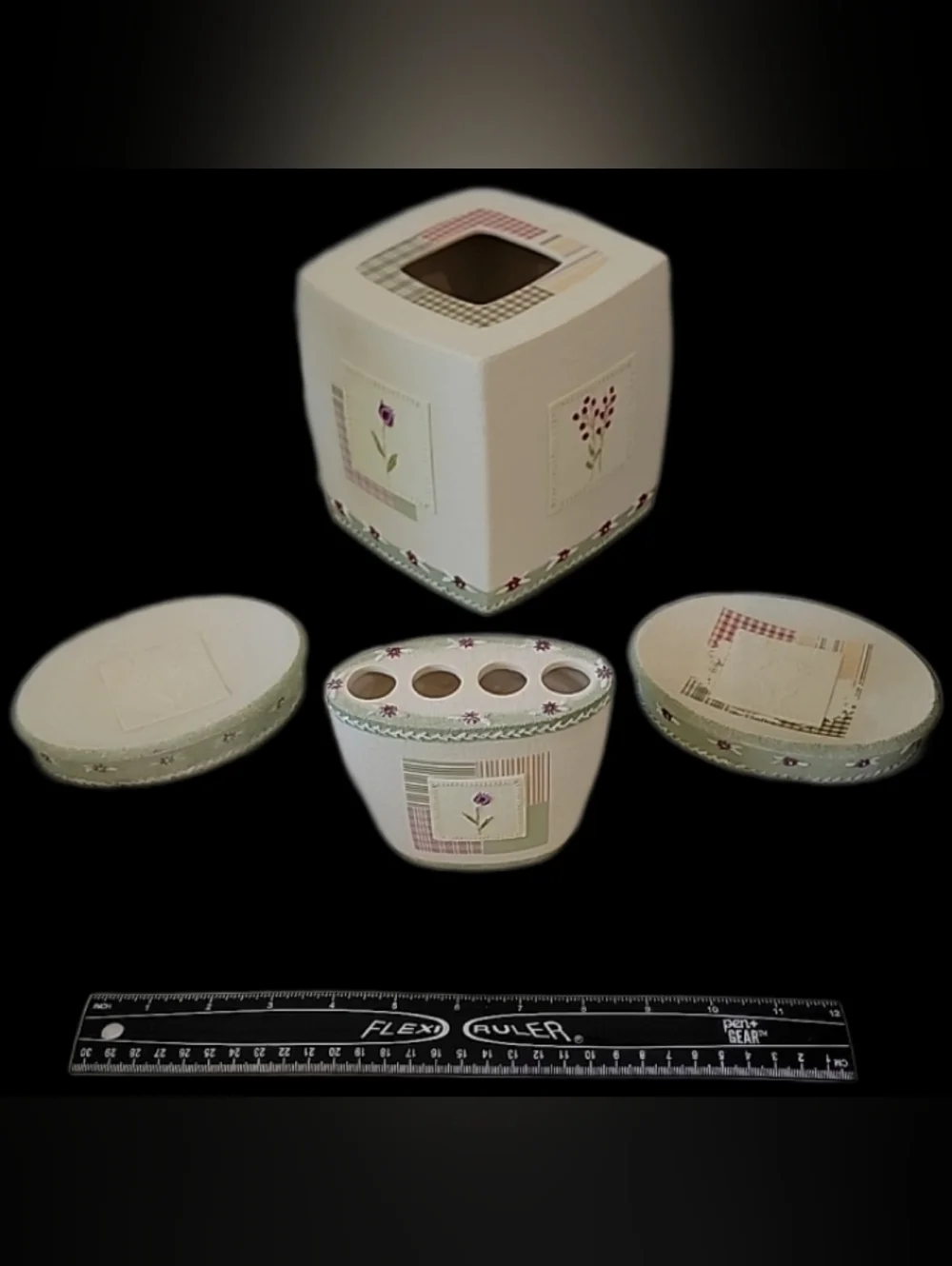 'Pretty in Pink' Ceramic Tissue Cover Set - Off White & Pink